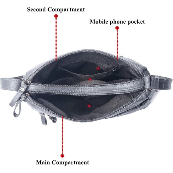 🆕 Volganik Rock PU Leather Shoulder Bag Women Grey Soft Pocketbooks Purse - Picture 5 of 7